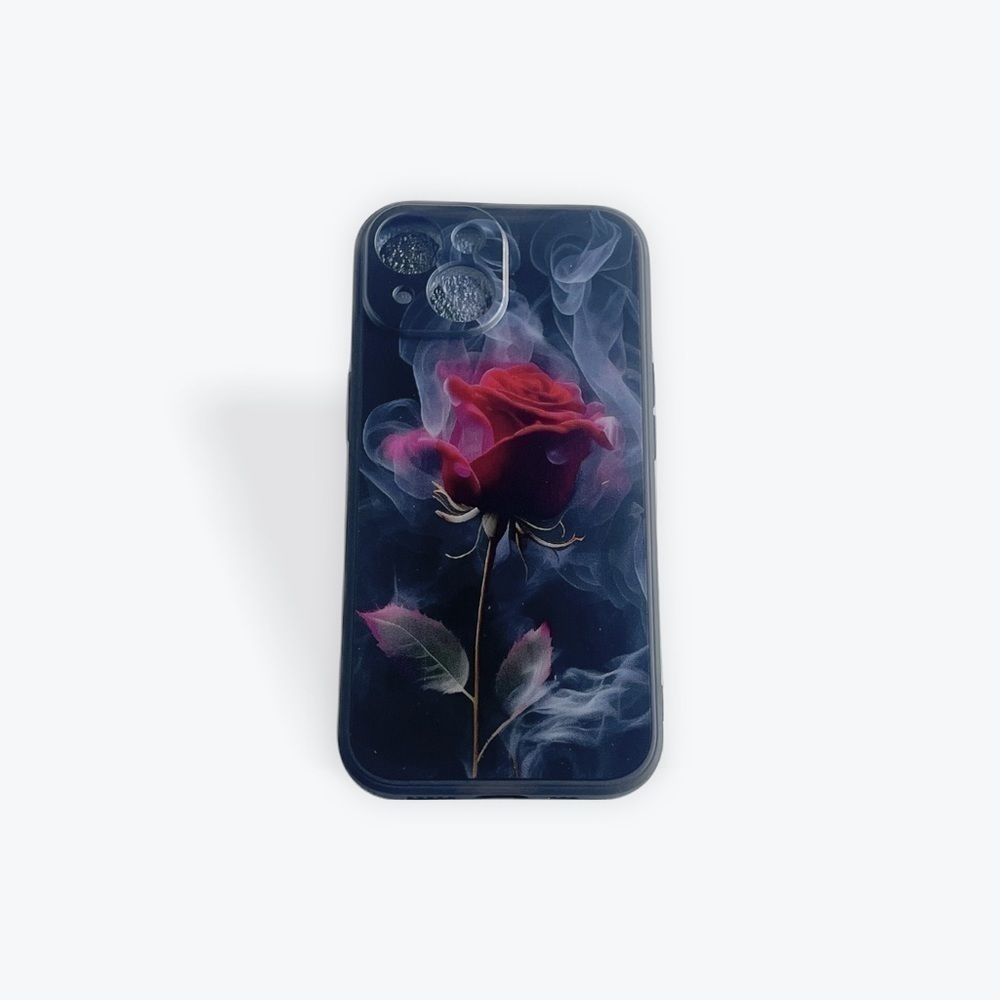 Black Smoking Rose iPhone 15 & 15 Pro Case